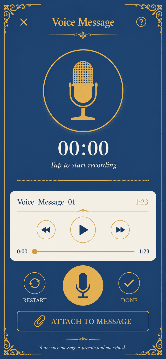 The Legacy Ping Voice Recorder screen showing a voice memory being recorded